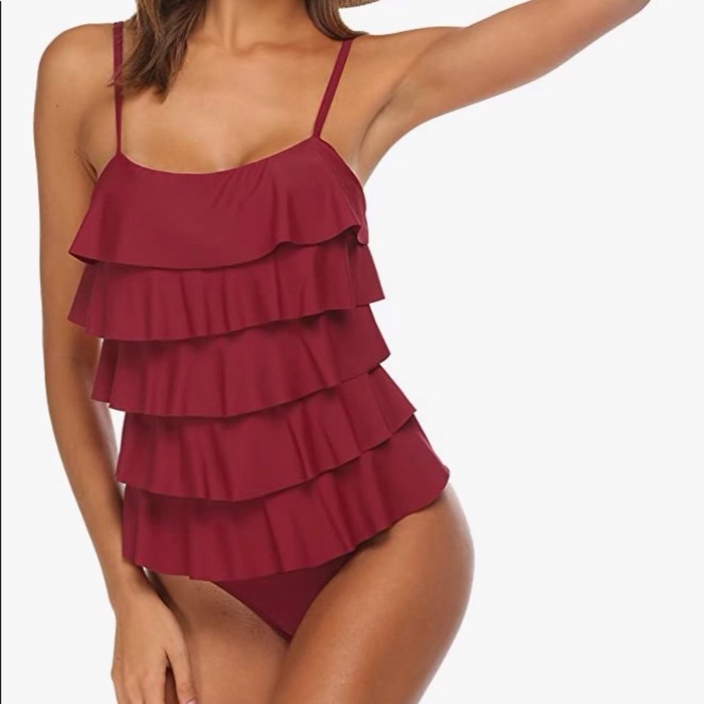 MAXMODA Ruffle Swimsuit One Piece Bathing Suits Tummy Control Flounce SwimwearXL